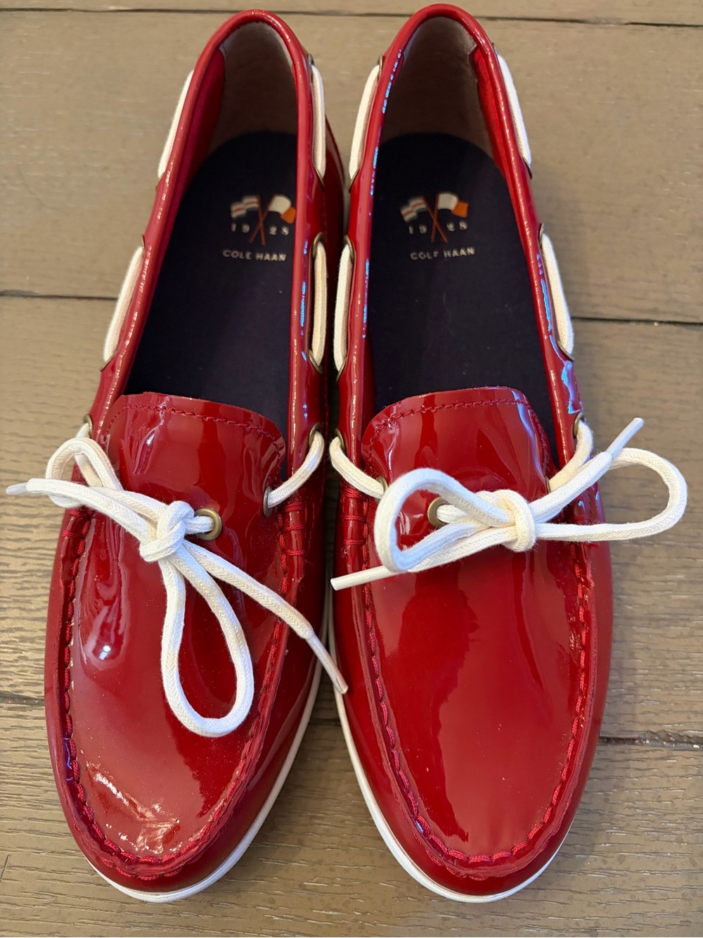 Cole Haan  Women’s Red Patent Leather Boat Shoes